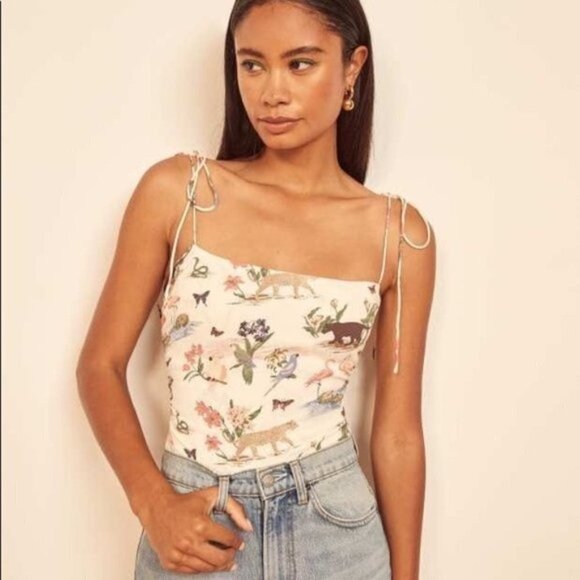 Reformation Lupe Top in Rainforest NEW - Picture 3 of 12